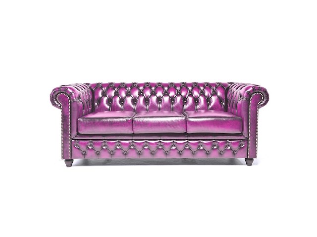 3-zits bank chesterfield, brighton, roze - afbeelding 1 van  5