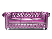 3-zits bank chesterfield, brighton, roze - afbeelding 1 van  5