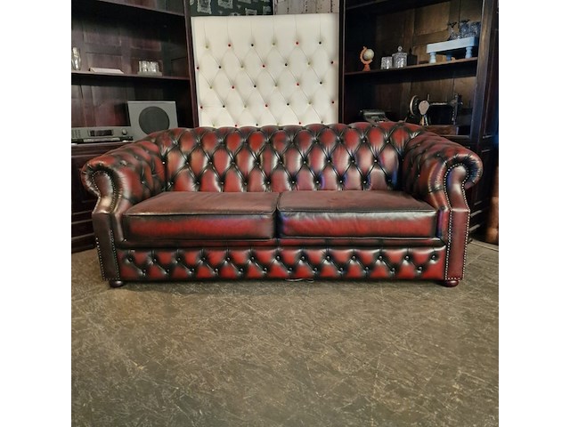 3-zits bank chesterfield, charleston, rood - afbeelding 1 van  6