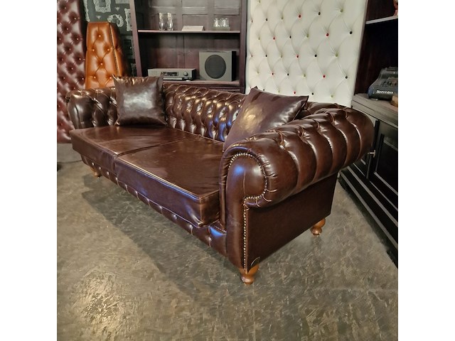 3-zits bank chesterfield, chesterfield, bruin - afbeelding 2 van  5