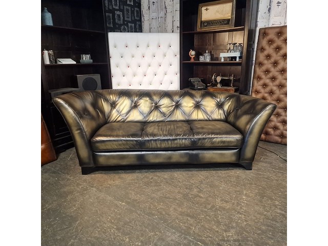 3-zits bank chesterfield, chesterfield, goud - afbeelding 1 van  7