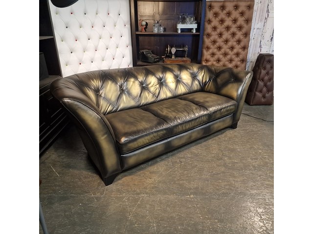 3-zits bank chesterfield, chesterfield, goud - afbeelding 3 van  7