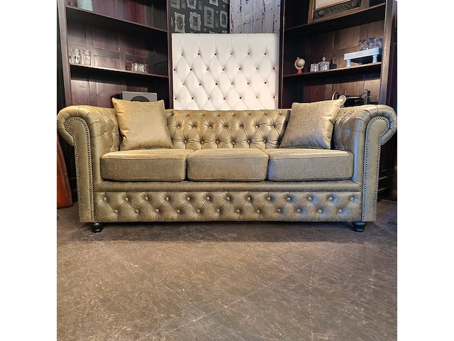 3-zits bank chesterfield, chesterfield, groen - afbeelding 1 van  4