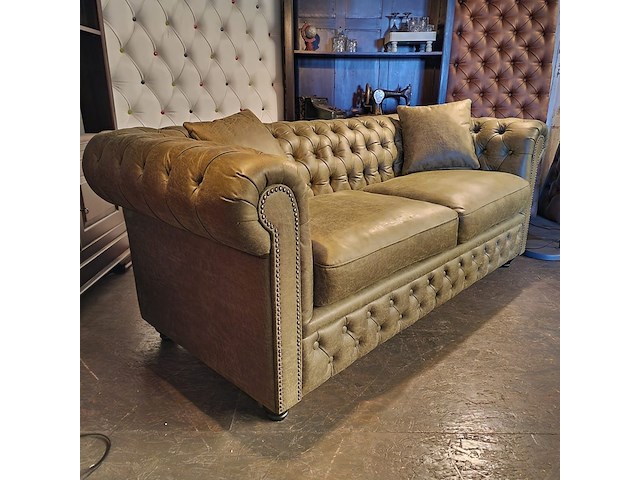 3-zits bank chesterfield, chesterfield, groen - afbeelding 2 van  4
