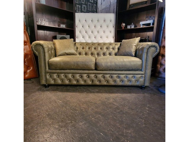 3-zits bank chesterfield, chesterfield, groen - afbeelding 3 van  4