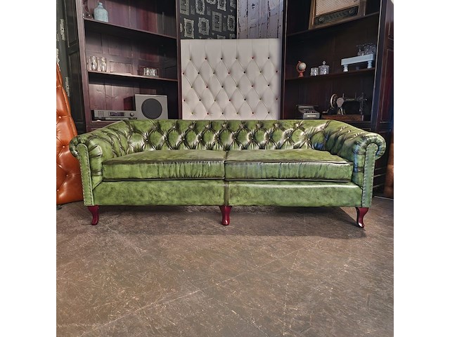 3-zits bank chesterfield, hampton, groen - afbeelding 1 van  4