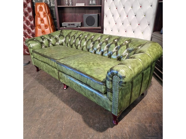 3-zits bank chesterfield, hampton, groen - afbeelding 2 van  4
