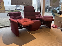 3-zits bank, rood ecoleder, elektrisch verstelbare relaxfunctie