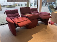 3-zits bank, rood ecoleder, elektrisch verstelbare relaxfunctie - afbeelding 2 van  6