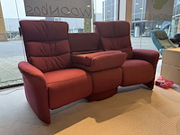 3-zits bank, rood ecoleder, elektrisch verstelbare relaxfunctie - afbeelding 4 van  6