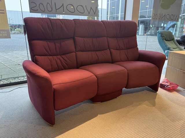 3-zits bank, rood ecoleder, elektrisch verstelbare relaxfunctie - afbeelding 6 van  6