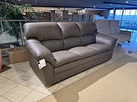 3-zits bank, taupe leer, houten poten - afbeelding 1 van  5