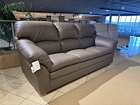 3-zits bank, taupe leer, houten poten - afbeelding 2 van  5