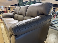 3-zits bank, taupe leer, houten poten - afbeelding 4 van  5