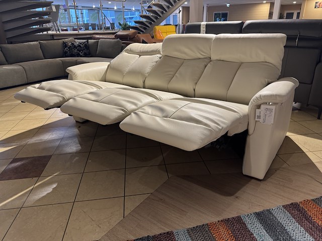 3-zits bank, wit leder, elektrisch verstelbaar - afbeelding 1 van  3