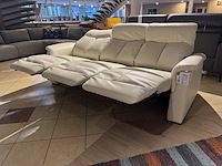 3-zits bank, wit leder, elektrisch verstelbaar