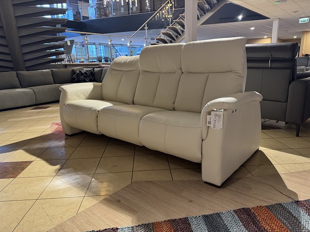 3-zits bank, wit leder, elektrisch verstelbaar - afbeelding 2 van  3