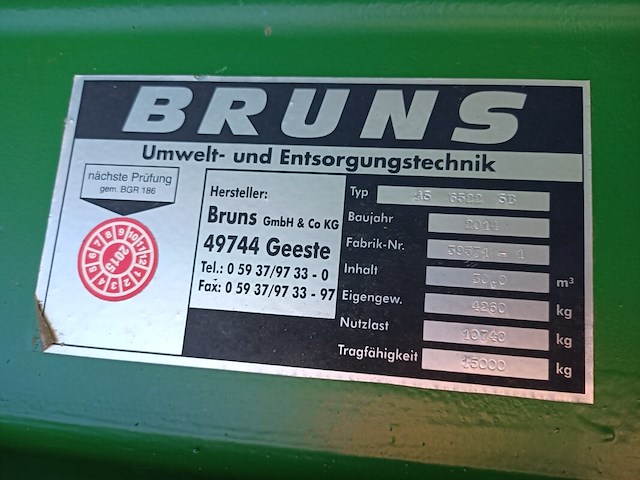 30 m³ haakarm afzetcontainer, bruns, as 6522 sb, groen, 2014 - afbeelding 7 van  11