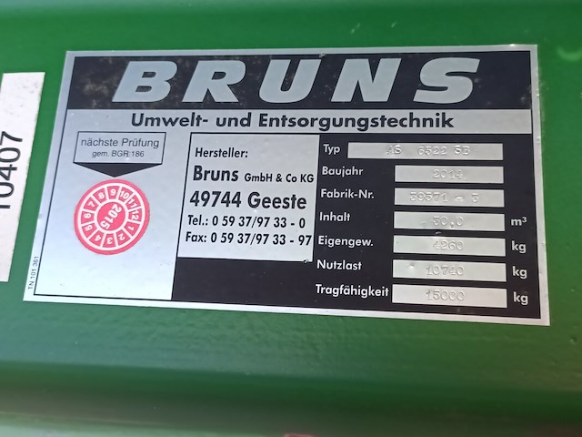 30 m³ haakarm afzetcontainer, bruns, as 6522 sb, groen, 2014 - afbeelding 4 van  7