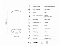 30 x led opbouw spot 5w – 4200k neutraal wit - wit – ip20 – sandra-5/xl - afbeelding 4 van  5