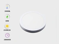 30 x led paneel – rond opbouw – 30w – 3000k warm wit – ip20 - afbeelding 2 van  5