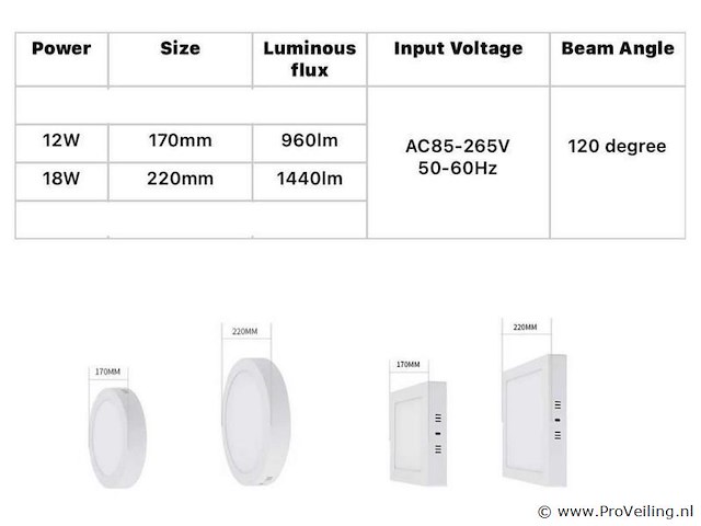 30 x led paneel – vierkant opbouw – 12w – 3000k warm wit – ip20 - afbeelding 4 van  4