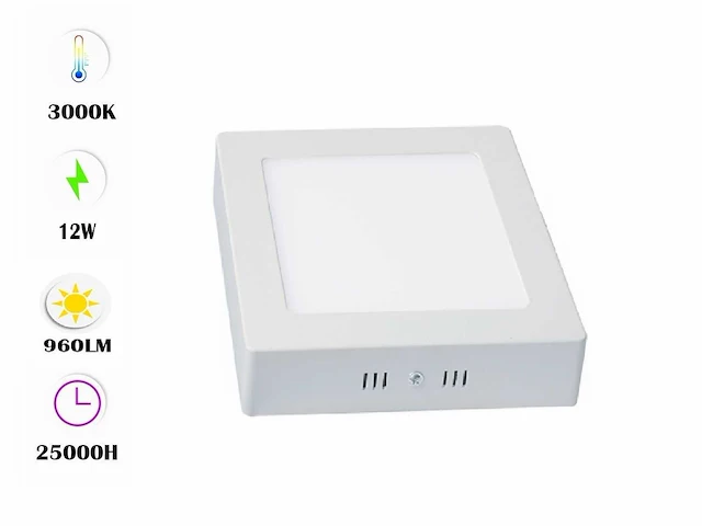 30 x led paneel – vierkant opbouw – 12w – 3000k warm wit – ip20 - afbeelding 1 van  4