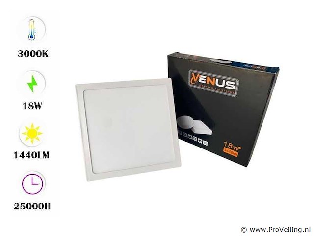 30 x led paneel – vierkant opbouw – 18w – 3000k warm wit – ip20 - afbeelding 1 van  4