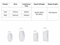 30 x led paneel – vierkant opbouw – 18w – 3000k warm wit – ip20 - afbeelding 4 van  4