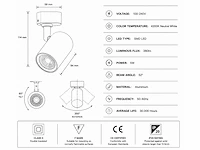 30 x led rail spot 5w – 4200k neutraal wit - wit – ip20 – arizona-5 - afbeelding 4 van  5