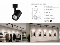30 x led rail spot 5w – 4200k neutraal wit - zwart – ip20 – arizona-5 - afbeelding 5 van  5