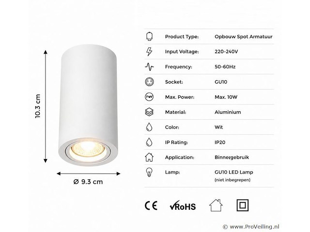 30 x opbouw spot armatuur – gu10 – wit – ip20 – frezya-r - afbeelding 3 van  5