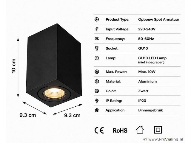 30 x opbouw spot armatuur – gu10 – zwart – ip20 – frezya-s - afbeelding 4 van  5