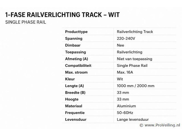 30 x railverlichting track – 1 fase – 1 meter – wit - lighting track - afbeelding 5 van  5