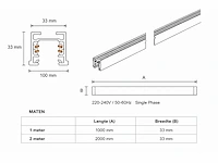 30 x railverlichting track – 1 fase – 2 meter – zwart - lighting track