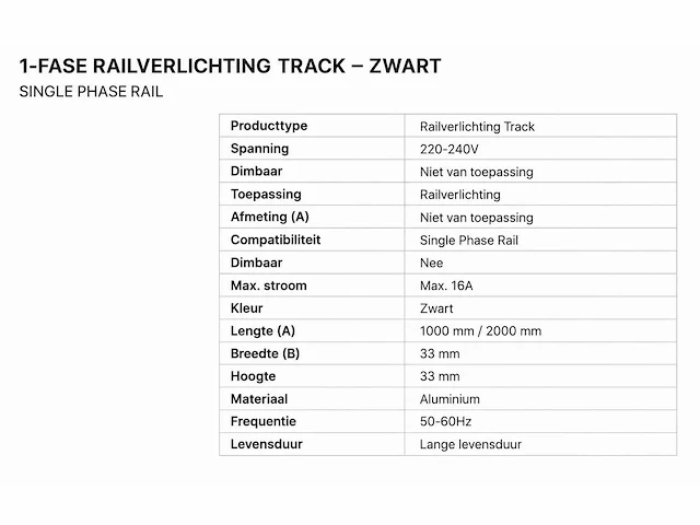 30 x railverlichting track – 1 fase – 2 meter – zwart - lighting track - afbeelding 4 van  4