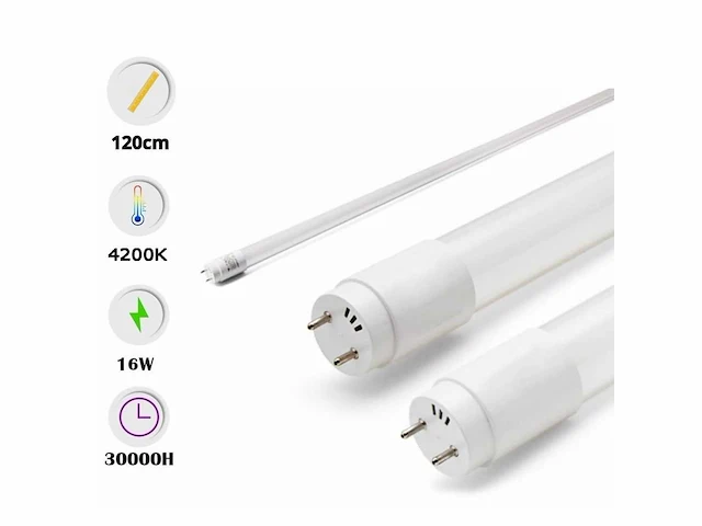 30 x t8 led buizen – 16w – 120cm – 4200k neutraal wit – tube-s - afbeelding 3 van  4