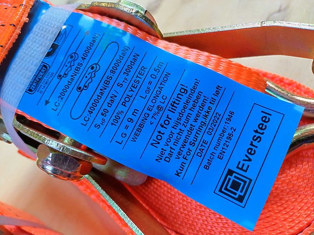 30x spanbanden 5ton-9m-50 - partij bevestigingsmateriaal - afbeelding 3 van  3