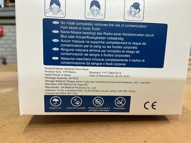 3a medical mondkapjes (40000x) - afbeelding 2 van  6