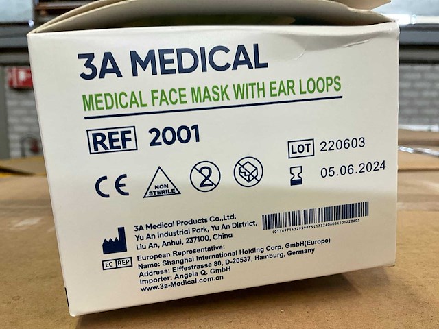 3a medical mondkapjes (40000x) - afbeelding 3 van  6