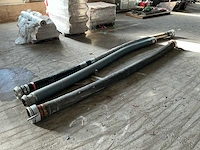 3x 6” mest-/waterslang – 2x rubber + 1x spiraalslang – snelkoppelingen – ca. 13 m - afbeelding 1 van  13