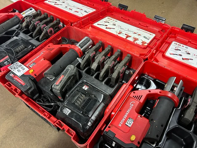 3x accu-persmachine met persbekken en opladers in koffer rothenberger - afbeelding 3 van  8