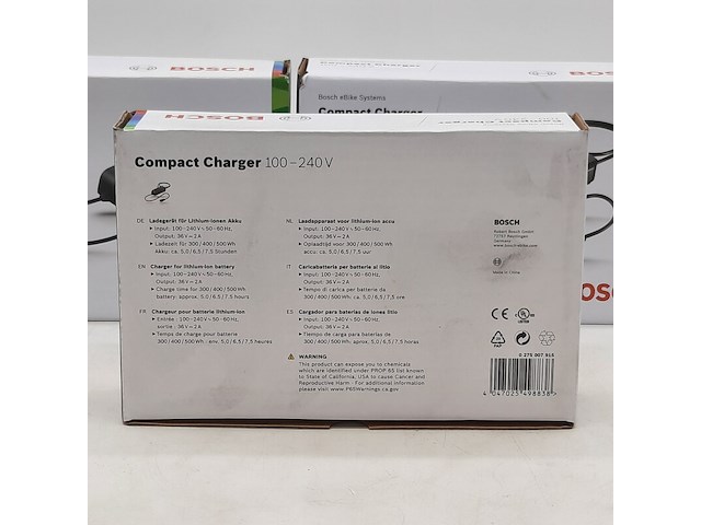3x acculader t.b.v fietsaccu, bosch, compact charger 100-240v - afbeelding 4 van  5