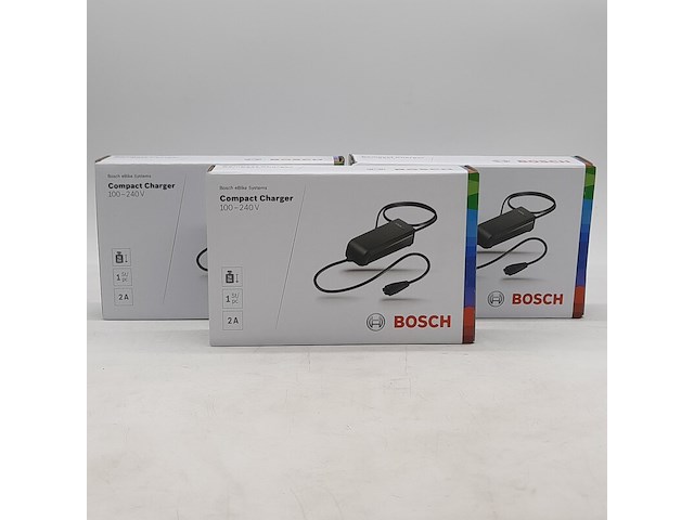 3x acculader t.b.v fietsaccu, bosch, compact charger 100-240v - afbeelding 1 van  5