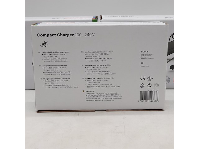3x acculader t.b.v fietsaccu, bosch, compact charger 100-240v - afbeelding 4 van  5
