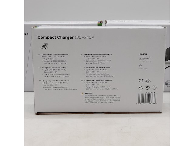 3x acculader t.b.v fietsaccu, bosch, compact charger 100-240v - afbeelding 4 van  5