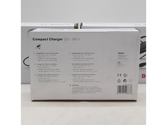 3x acculader t.b.v fietsaccu, bosch, compact charger 100-240v - afbeelding 4 van  5