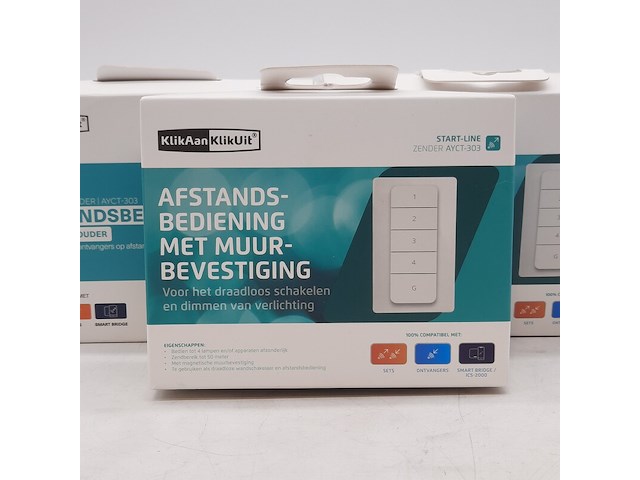 3x afstandsbediening met muurbevestiging, klikaanklikuit - afbeelding 2 van  9