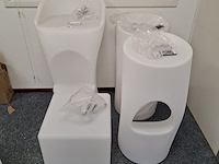 3x barkruk en kubus met led verlichting wit - afbeelding 1 van  9