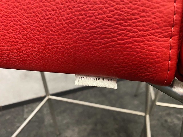 3x bert plantagie - design barkruk rood leder - afbeelding 2 van  9